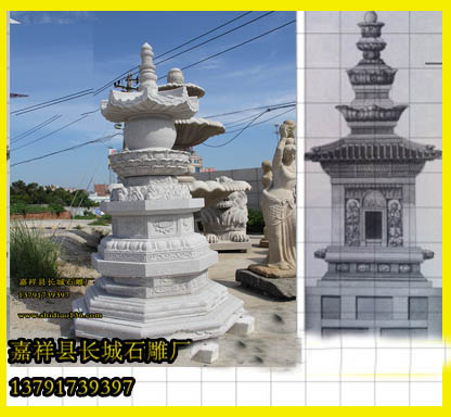 石雕佛塔佛教石塔的设计图和制作